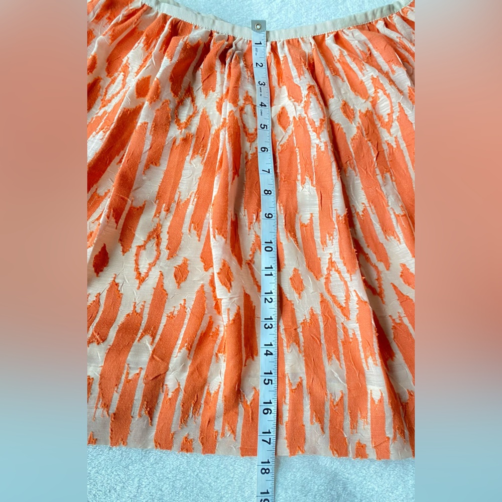 J. Crew Coral Orange Ikat miniskirt swing skirt sz 6 - Picture 10 of 11